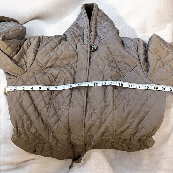 Dennis Basso Cinch Waist Quilted Anorak Coat with Faux Fur Trim Size Small - Picture 12 of 12